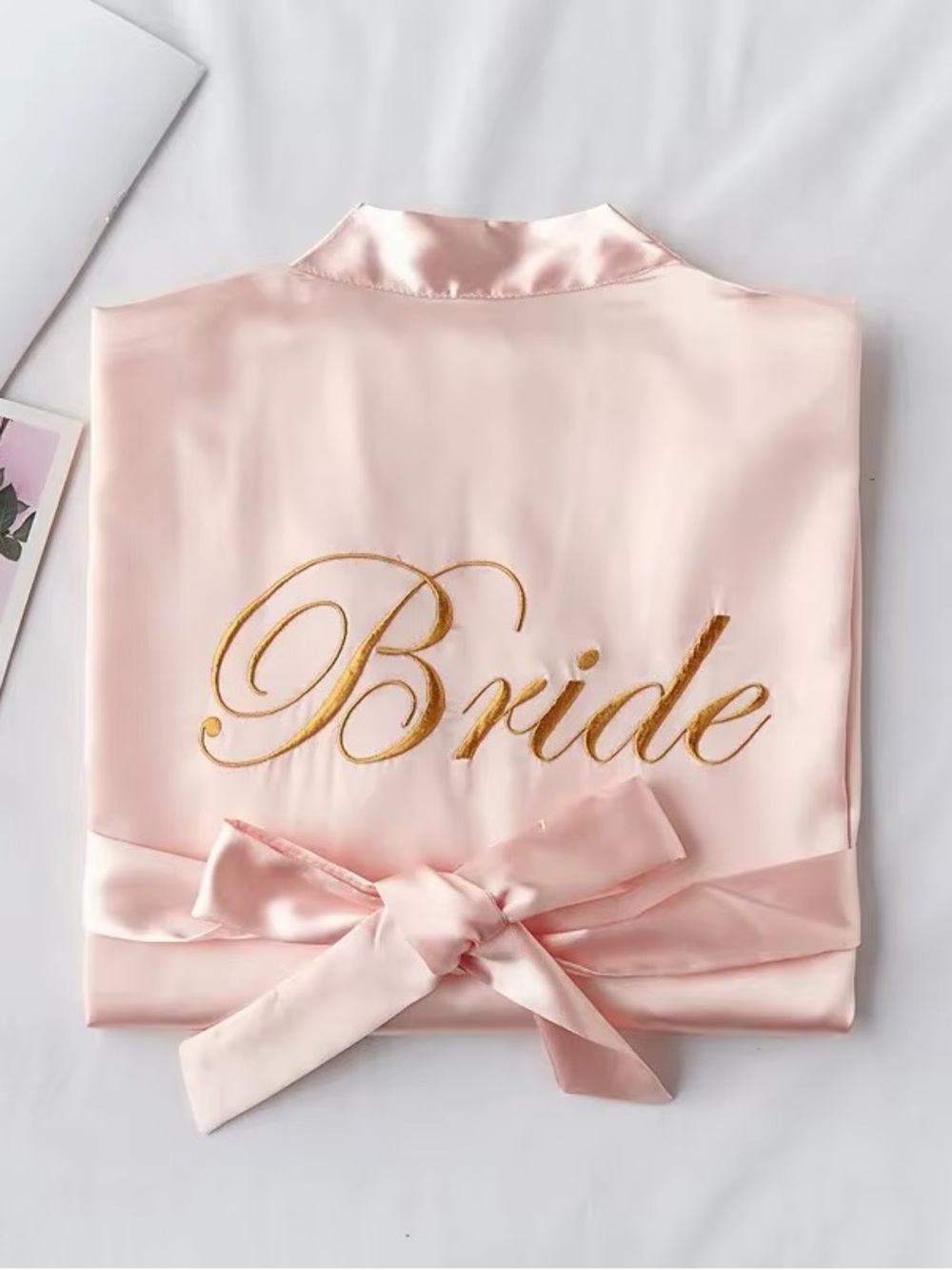 Pink Satin Bride Robe Size M – Bridal Shower Bachelorette Wedding Robe – New